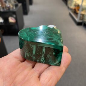 Malachite heart shaped box